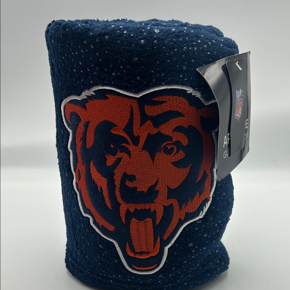 NFL Bears Logo Navy Blue Glitter Throw